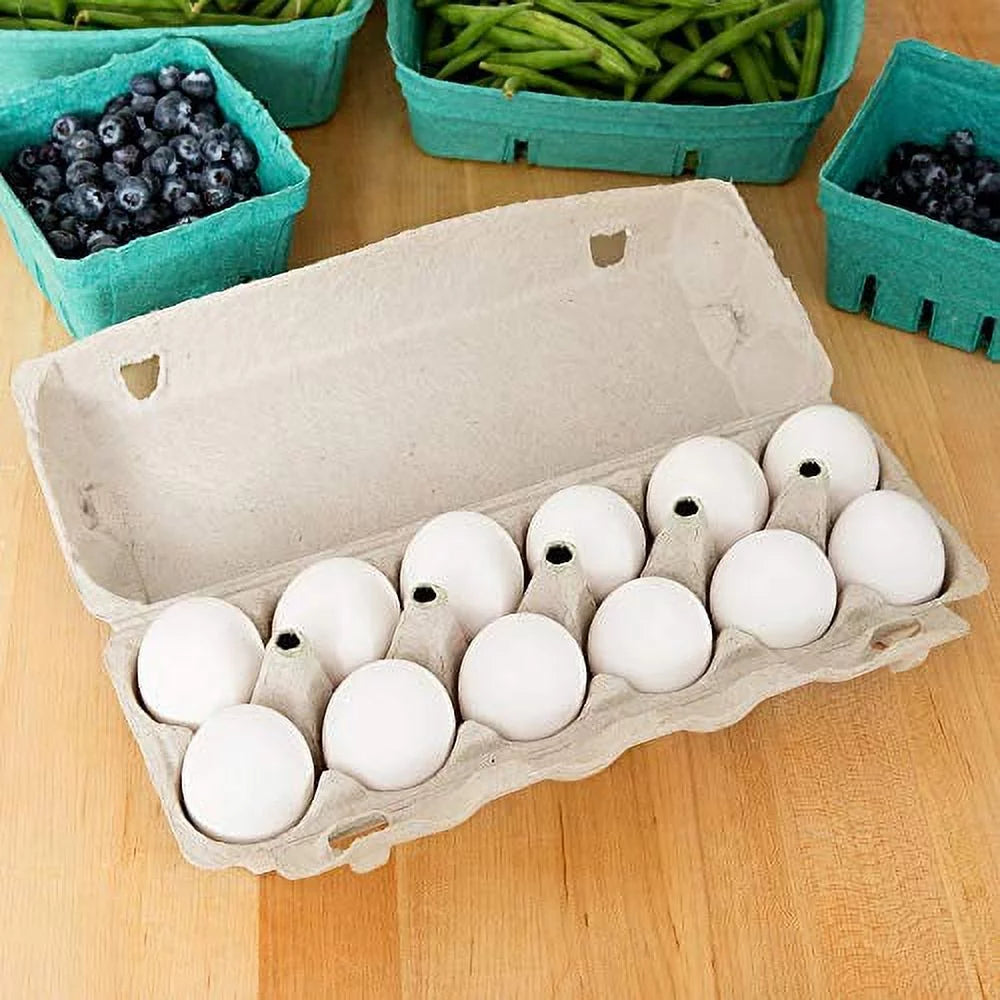 Printed Pulp Egg Cartons - Large Egg Storage Tray, Holds 1 Dozen F5865