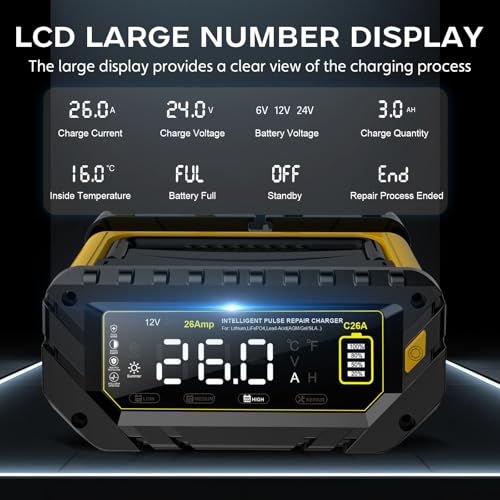 12V 24V 16-Amp Smart Battery Charger for Car Truck Boat Marine D264