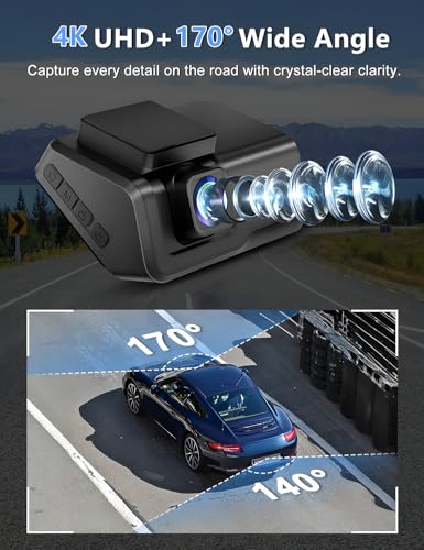 Dash Cam Front and Rear, 4K+1080P WiFi Dual Dash Cam with APP, 3" IPS, Night Vision, 24/7 Parking Monitor C45315