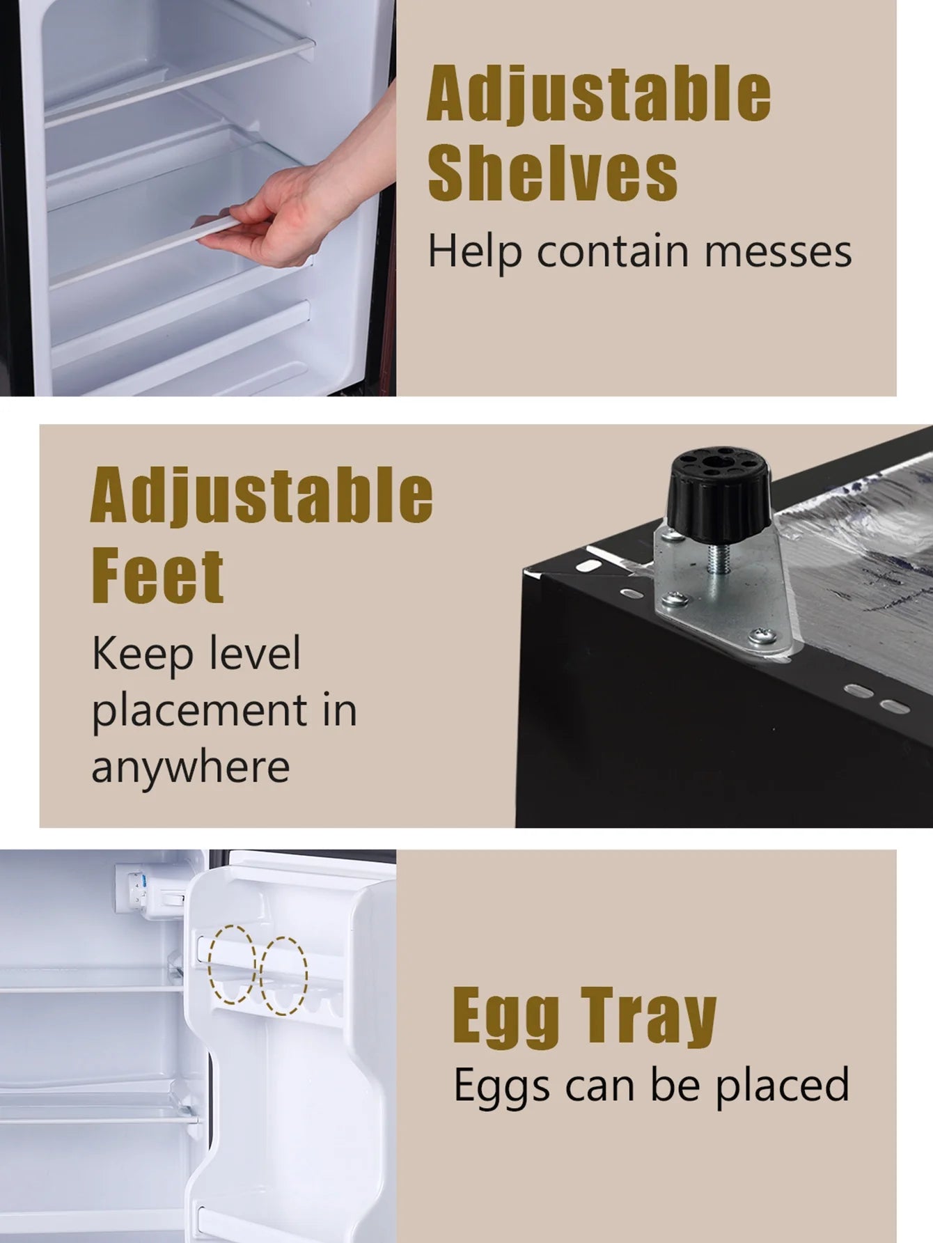 Mini Fridge with Freezer, 3.5 Cu.ft, Compact for Dorm or Office L605