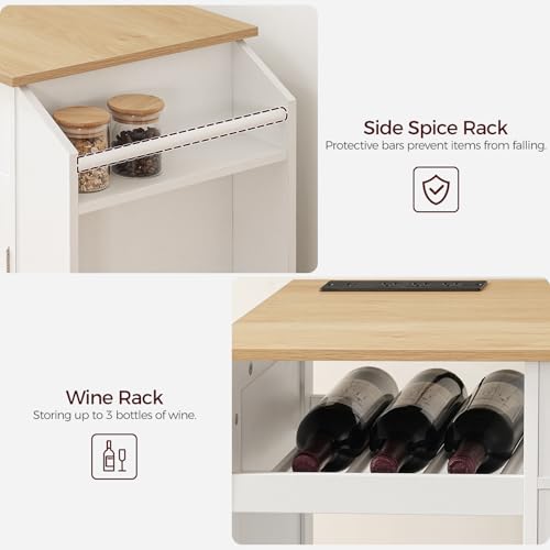 Kitchen Island with Power Outlet and Drawer, Rolling Cart on Wheels R667501