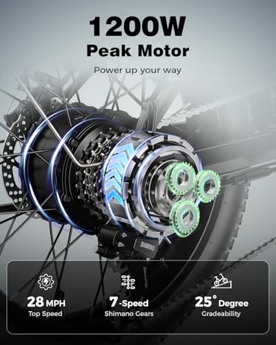 Folding Electric Bike for Adults, 1200W Peak Motor, 28MPH Max Speed, 48V 10AH Removable Battery, 20" Fat Tire M14323
