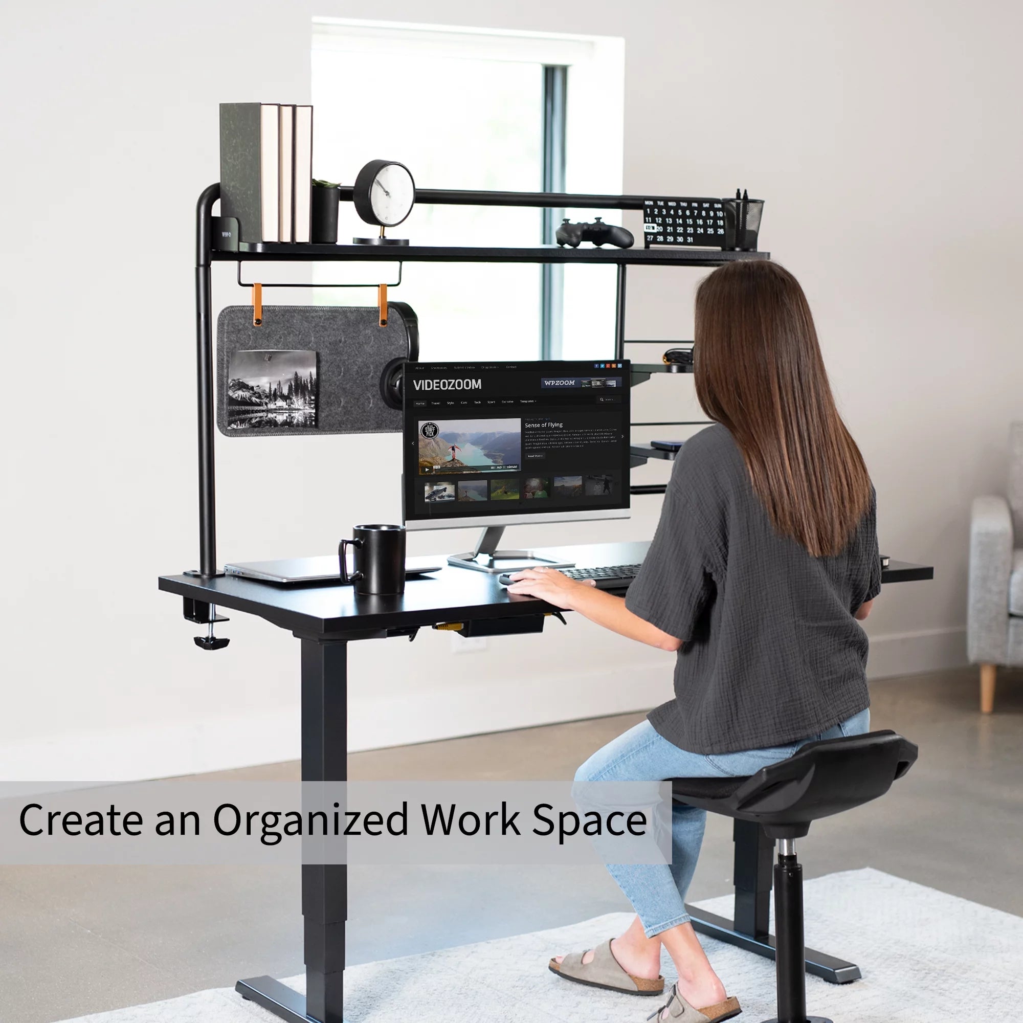 Clamp-on Desktop Shelving System with Magnetic Memo Board B139848