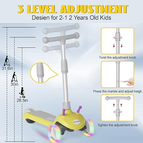 Electric Scooter for Kids Ages 3-8, 3 Wheel, Adjustable Height K687297