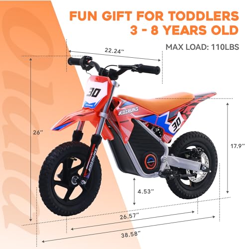 Electric Dirt Bike for Kids Aged 4-8, 350W Brushless Motor, 14'' Off-Road Tires, Blue Y255