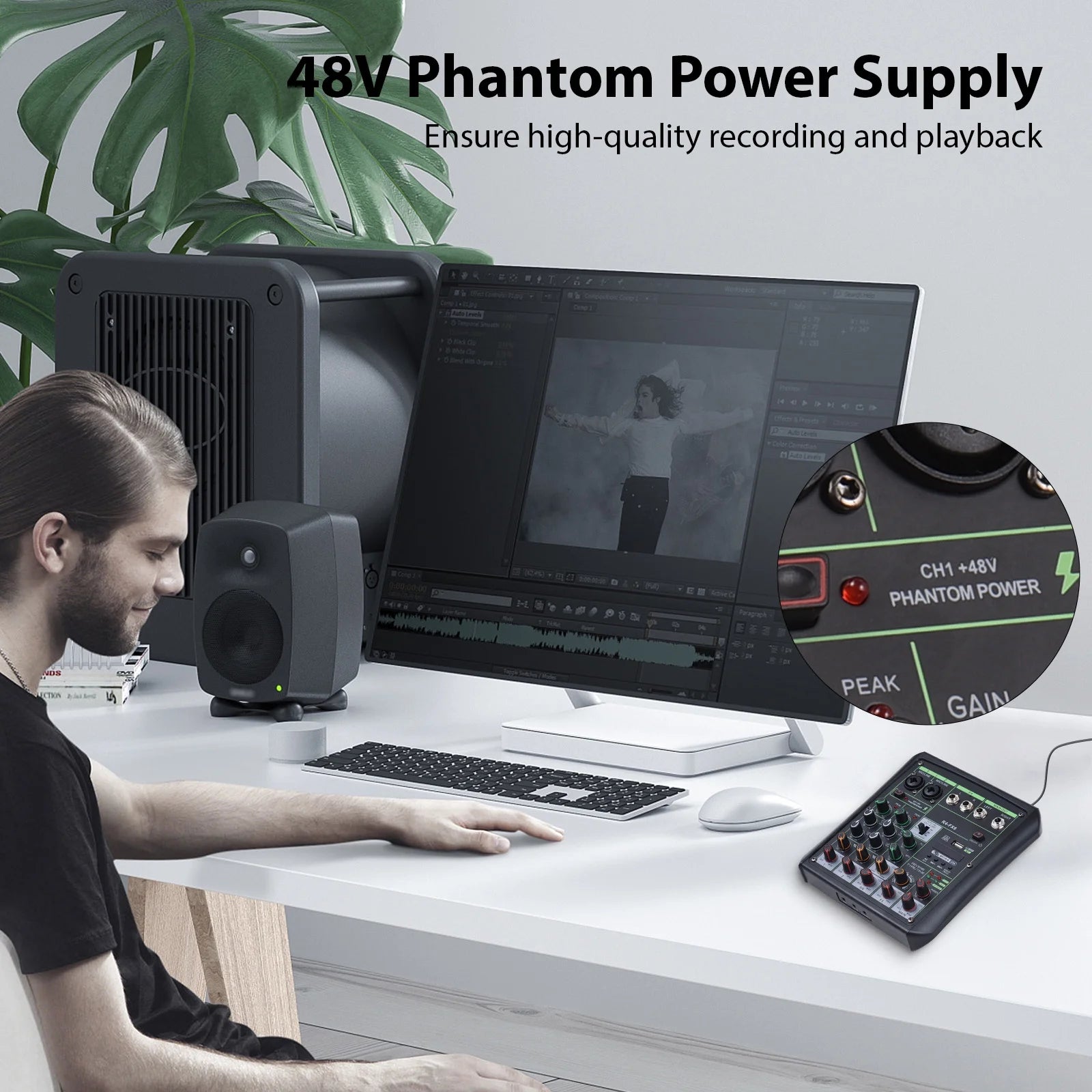 USB Audio Mixer with Bluetooth MP3 Player, 6 Channel Sound Console Q2263