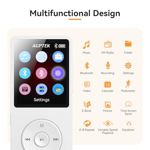 MP3 Player with Bluetooth 5.3, 1.8 Inch Screen, FM Radio, Voice Recorder O744186