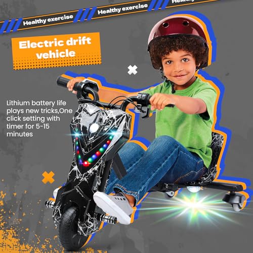 Electric Drift Trike for Kids, Adjustable Seat, 3-Wheel Drift Cart E510