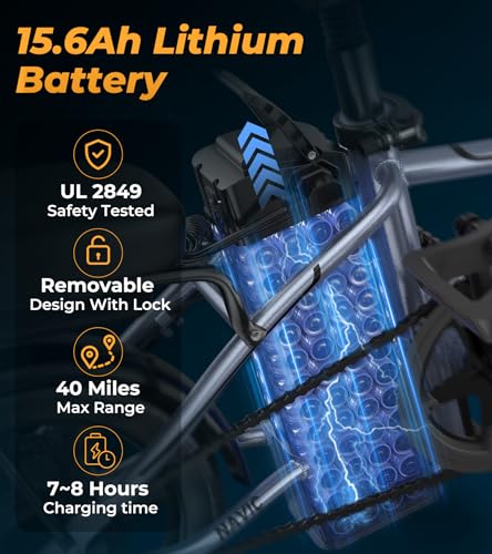 Electric Bike for Adults, 14'' Folding Ebike, 750W Peak, Removable Battery, 22mph, 40 Miles Range A312