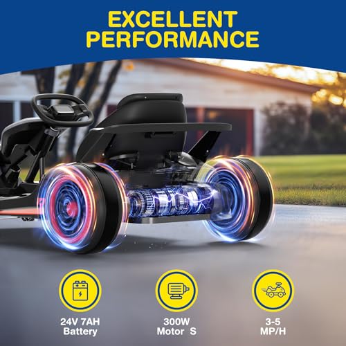 24V Electric Go Kart for Big Kids with 5-Point Safety Belt I93490