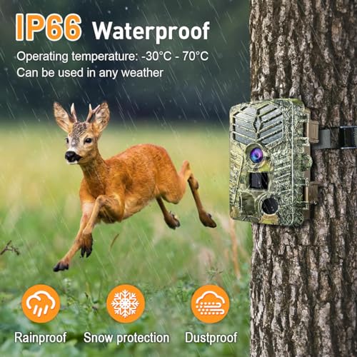 Trail Camera WiFi Bluetooth, 2.7K 48MP Night Vision Motion Activated, IP66 Waterproof N16158