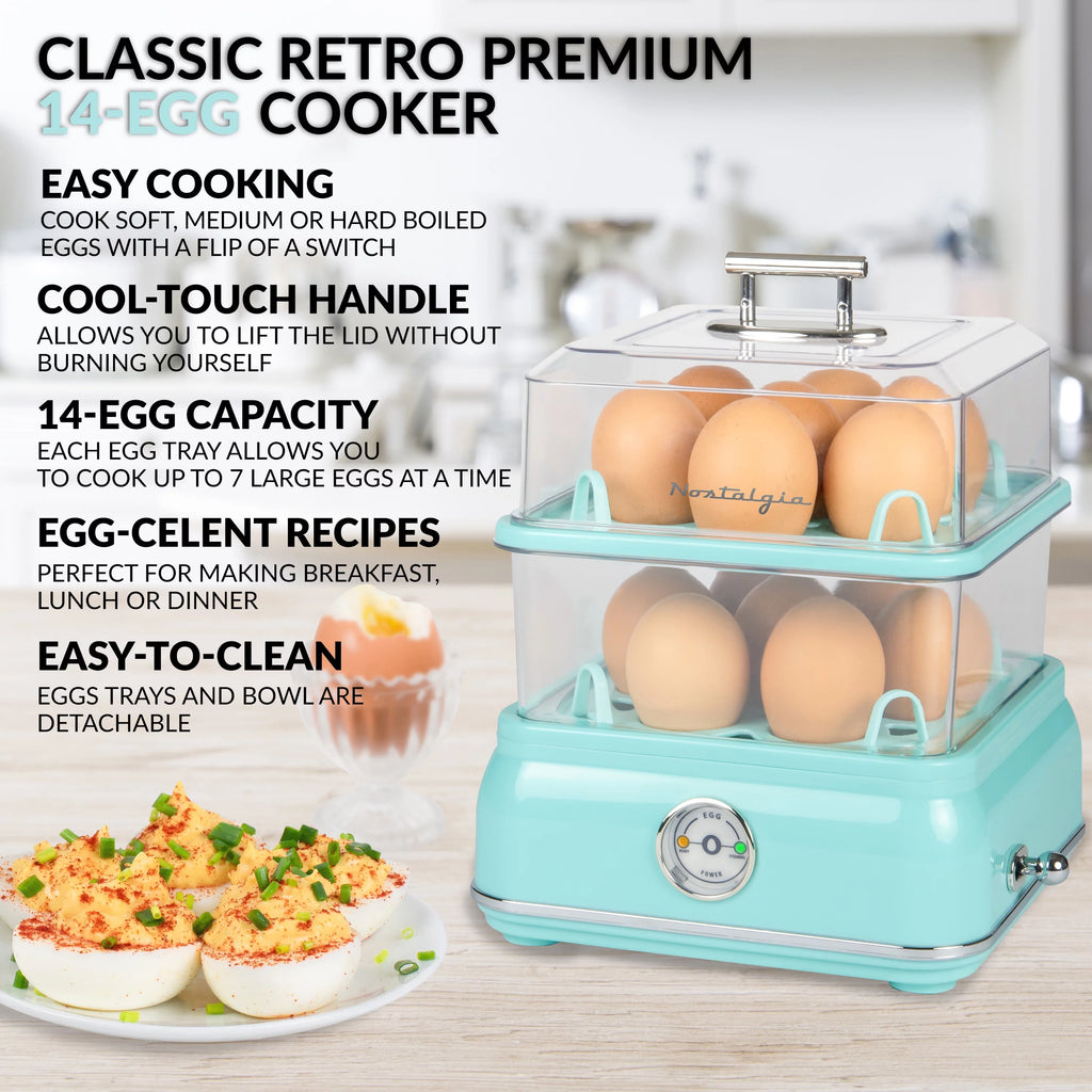 Retro 14-Capacity Egg Cooker, Aqua A958