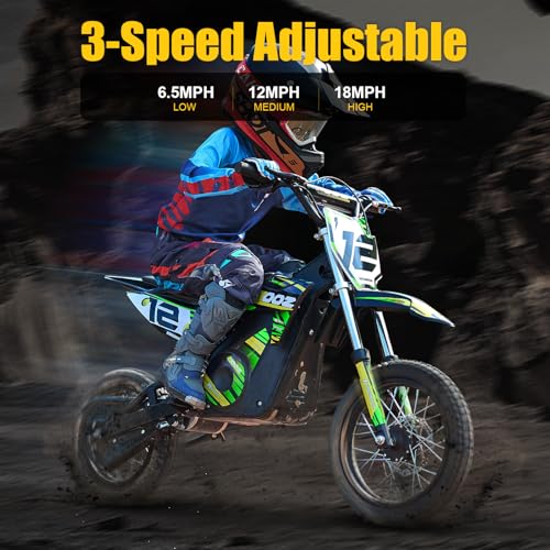 Electric Dirt Bike for Kids, 3 Speed Modes, 18 MPH, 15 Miles Range, Dual Suspension, Disc Brake, 16" Tire, Orange Q704649