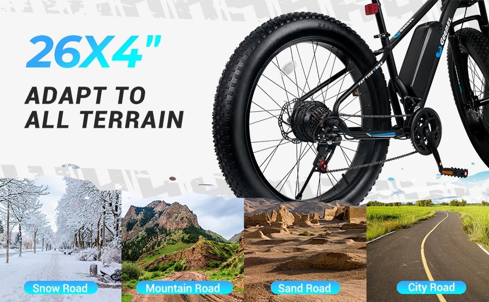Electric Bike for Adults, 26" Fat Tire, 500W, 25 MPH U9811