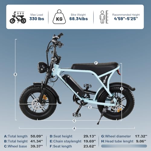 Electric Bike for Adults, 16" Fat Tire, 500W Motor, 20MPH W5814