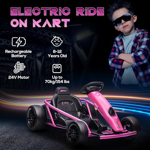 Electric Go Kart Drifting Ride On Toy for Kids 8-12, White C609