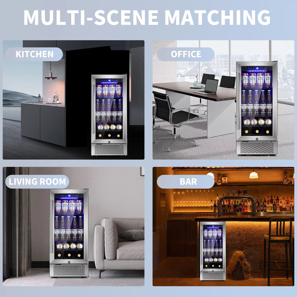 15 inch Beverage Refrigerator with Clear Glass Door and Digital Temperature Control R6948