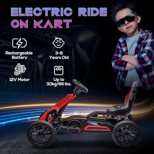 12V Electric Go Kart for Kids, Ride-On Toy with Adjustable Speed W1614