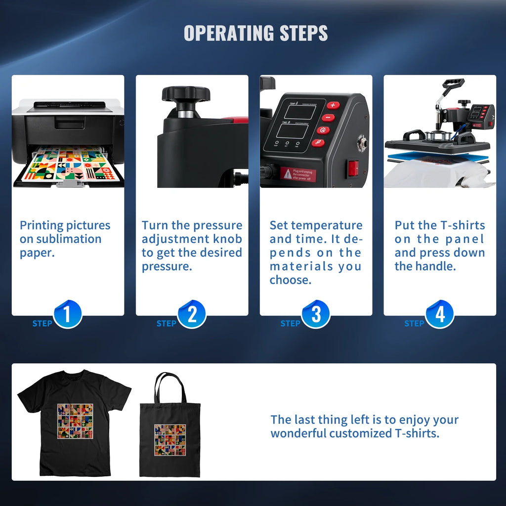 Heat Press Machine, 12x15 inch, 5-in-1 Clamshell Sublimation Transfer Printer E7998