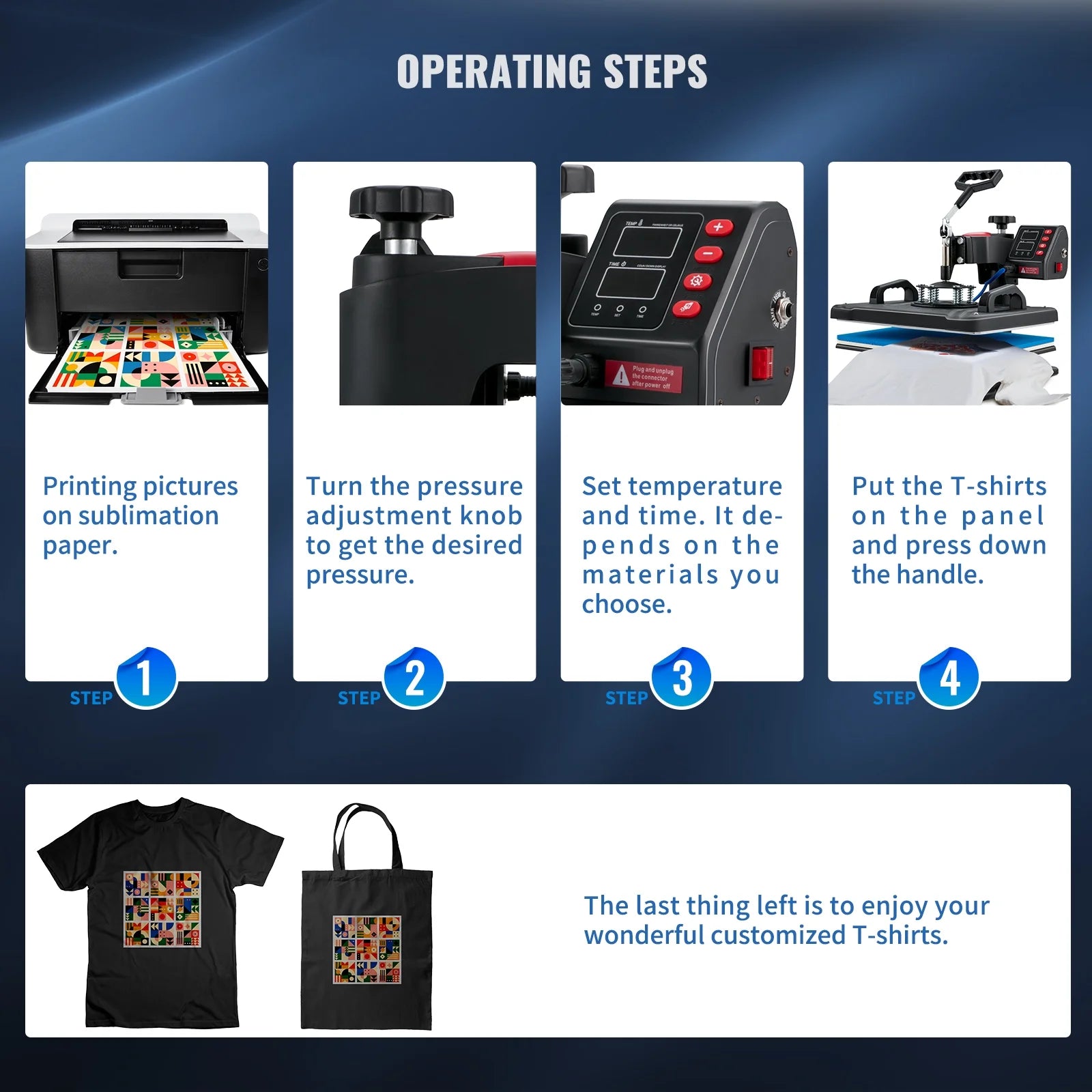 Heat Press Machine, 12x15 inch, 5-in-1 Clamshell Sublimation Transfer Printer E7998