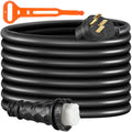 VEVOR RV Shore Power Extension Cord 50Ft 50 AMP Weatherproof Heavy Duty 6AWG/3C+8AWG/1C Twist Lock Cord 50 Amp RV Replacement Cord UL and CSA Approved with Molded Connector and Patented Handle