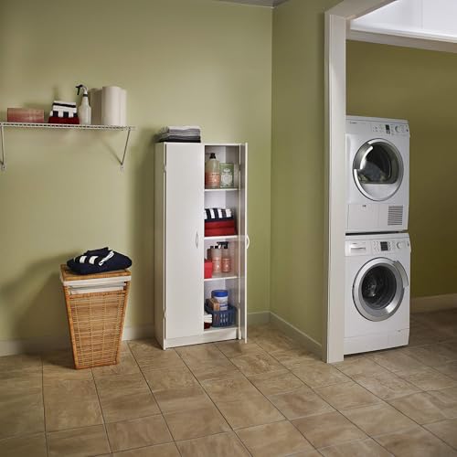 Pantry Cabinet with 2 Doors and Adjustable Shelves, White F51204