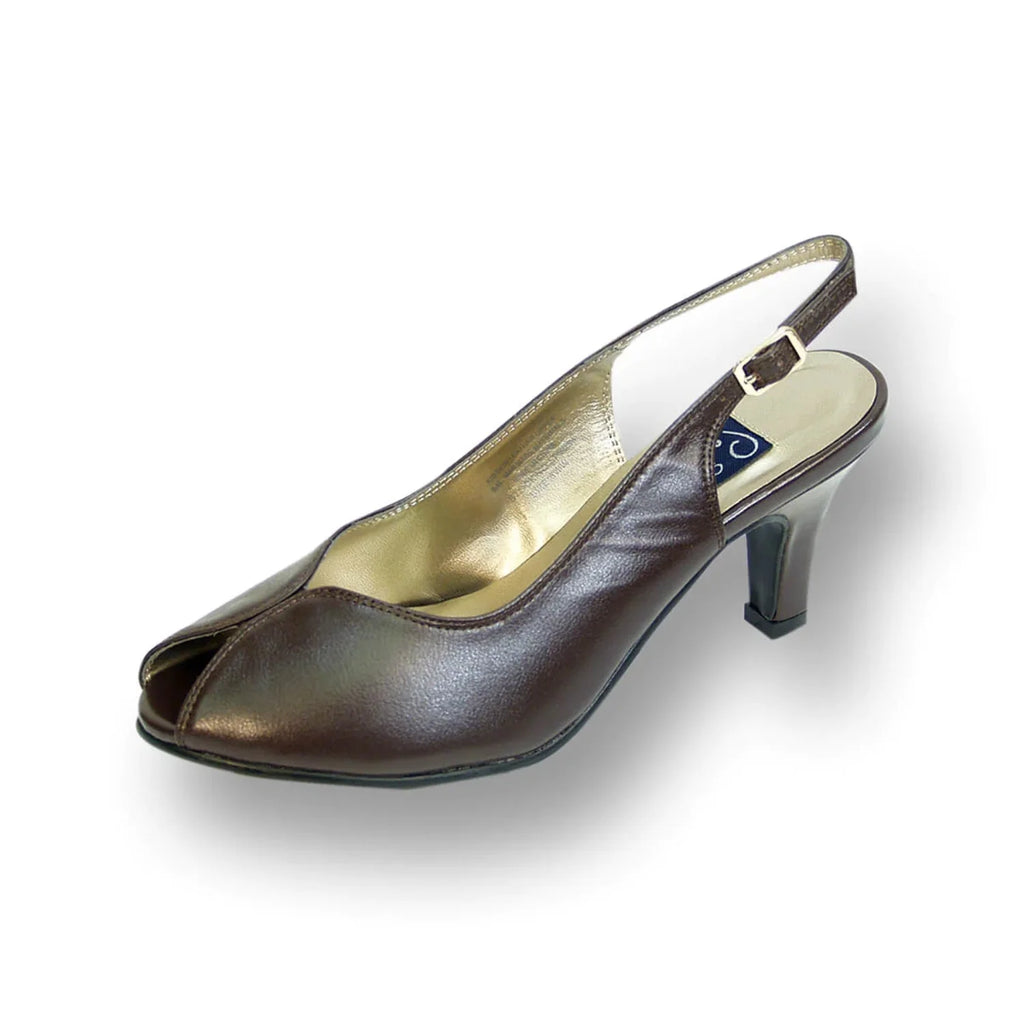 Women's Wide Width Leather Slingback Pumps L851