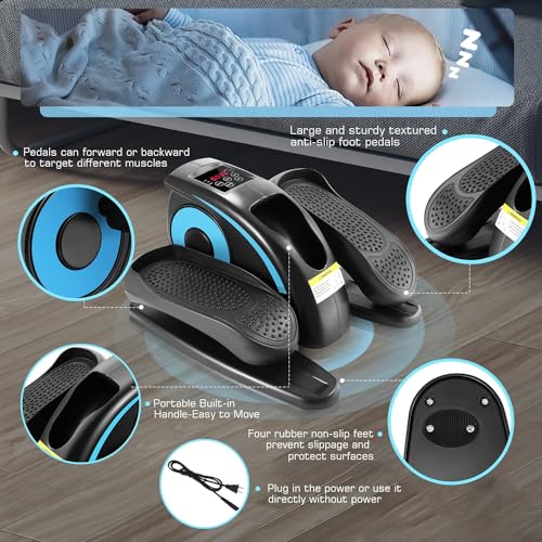 Under Desk Elliptical, Electric Leg Exerciser for Seniors, Portable Seated Foot Pedal with Remote X102