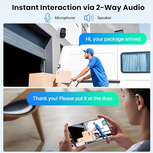 2K Wireless Outdoor Security Camera, Battery Powered, AI Motion Detection, 2-Way Talk X198