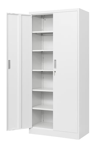 Metal Storage Cabinet with Adjustable Shelves, White M995185
