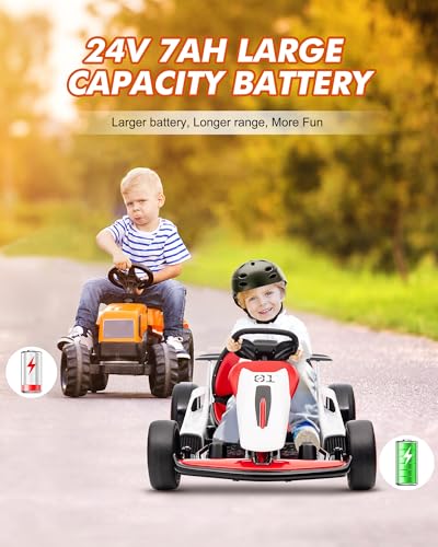 Kids Electric Drift Go Kart, 2-Speed, Max Load 110lbs, Red J335