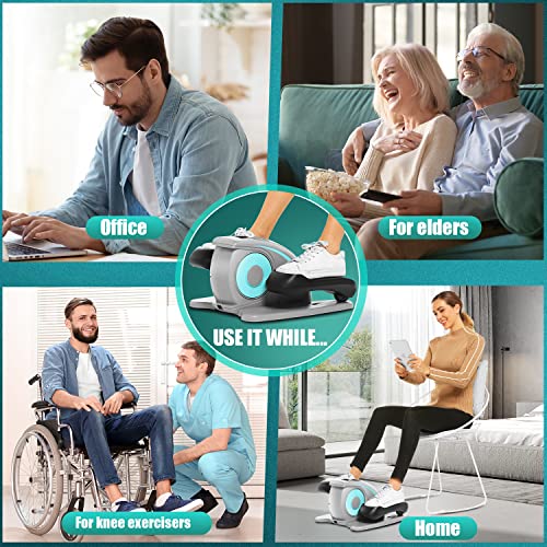 Under Desk Elliptical, Electric Leg Exerciser for Seniors, Portable Seated Foot Pedal with Remote X102