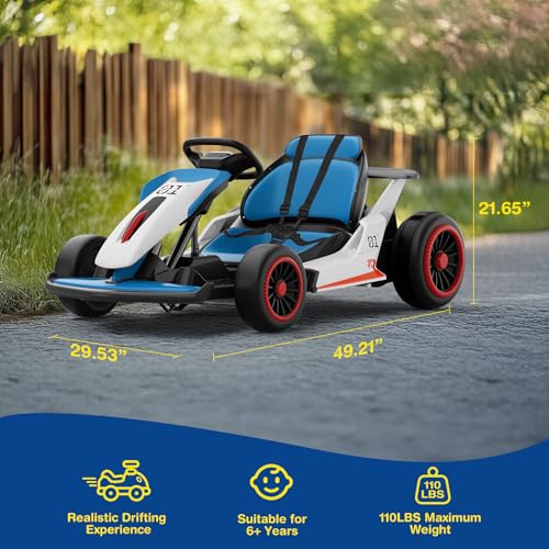 24V Electric Go Kart for Big Kids with 5-Point Safety Belt I93490
