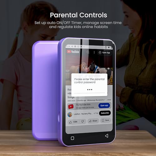 80GB Kids MP3 Player with Bluetooth, Parental Controls, WiFi, 4" Screen (Pink) X22066