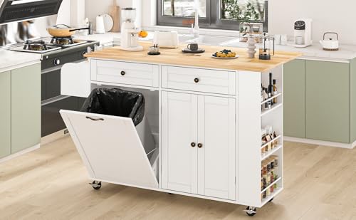 Movable Kitchen Island with Drop Leaf and Power Outlet Y932