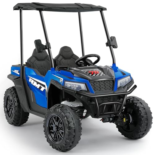 24V Ride on Car 2 Seater with Sun Shade, Dump Bed, 4WD, Pink S782676