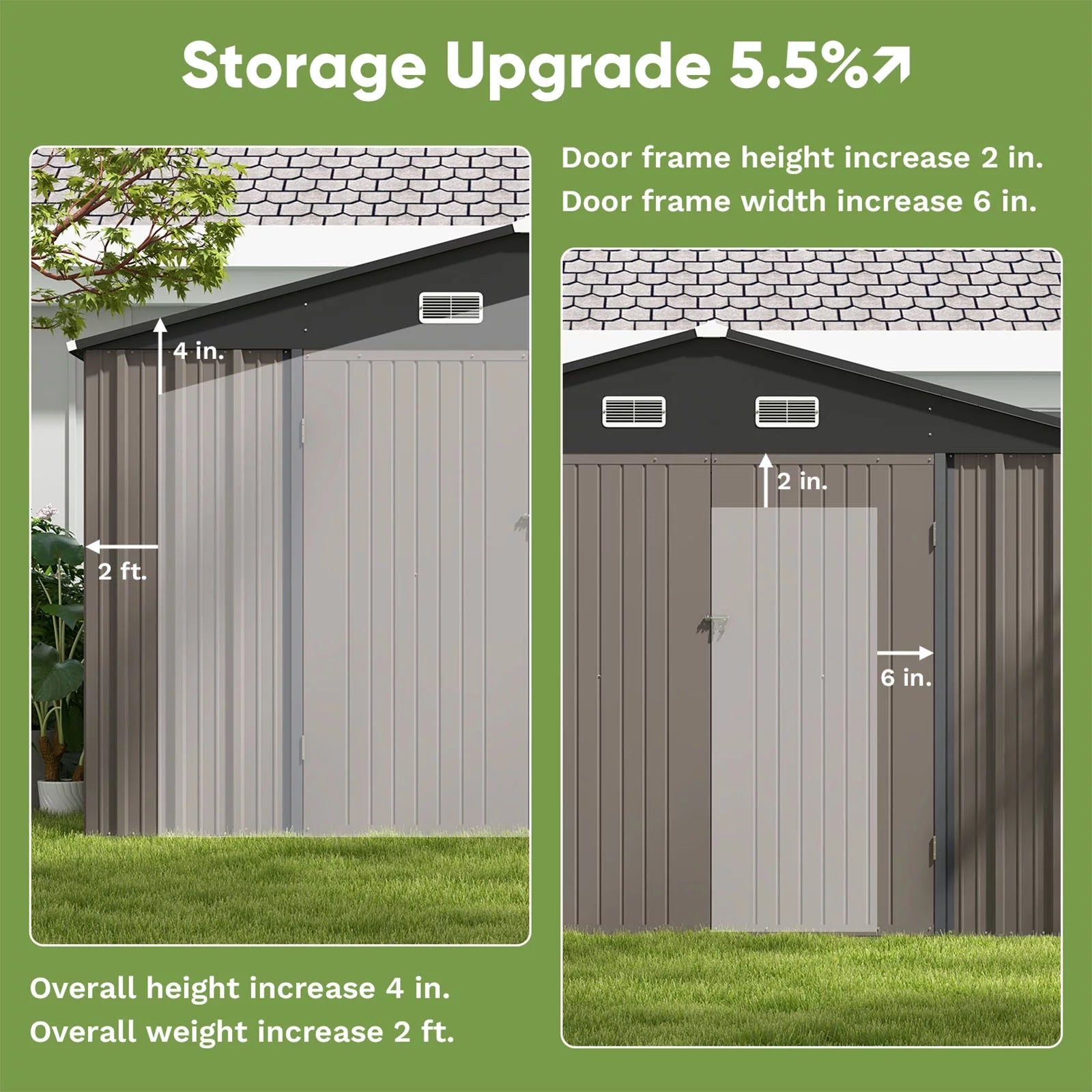 Outdoor Storage Metal Shed with Sloping Roof and Double Lockable Door I192803