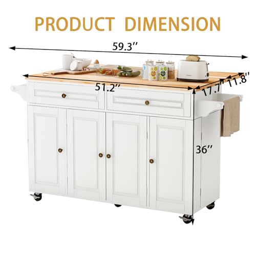 Movable Kitchen Island with Drop Leaf and Power Outlet Y932