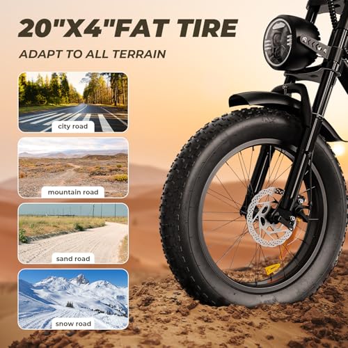 Moped-Style Ebike, 1500W, 31-33 MPH, 40-75 Miles Range, 20" Fat Tire M7184