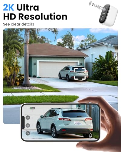 Wireless Outdoor Security Camera 2K Battery Powered WiFi with AI Motion Detection and Color Night Vision (4 Pack) X216