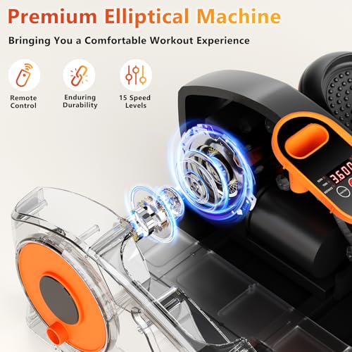 Under Desk Elliptical Machine with Remote, 15 Speeds, Portable Leg Exerciser for Home Office L629
