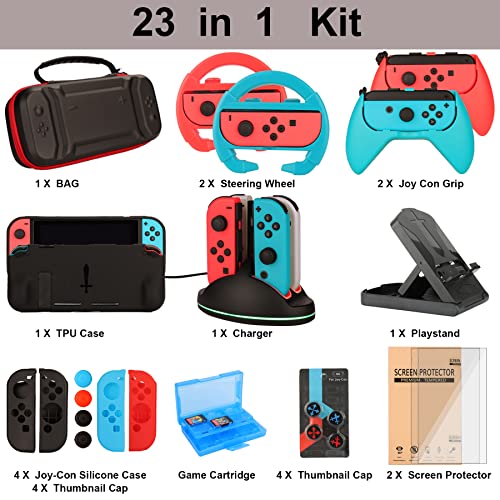 Carrying Case Bundle with Steering Wheels, Screen Protectors, Charging Dock G8406