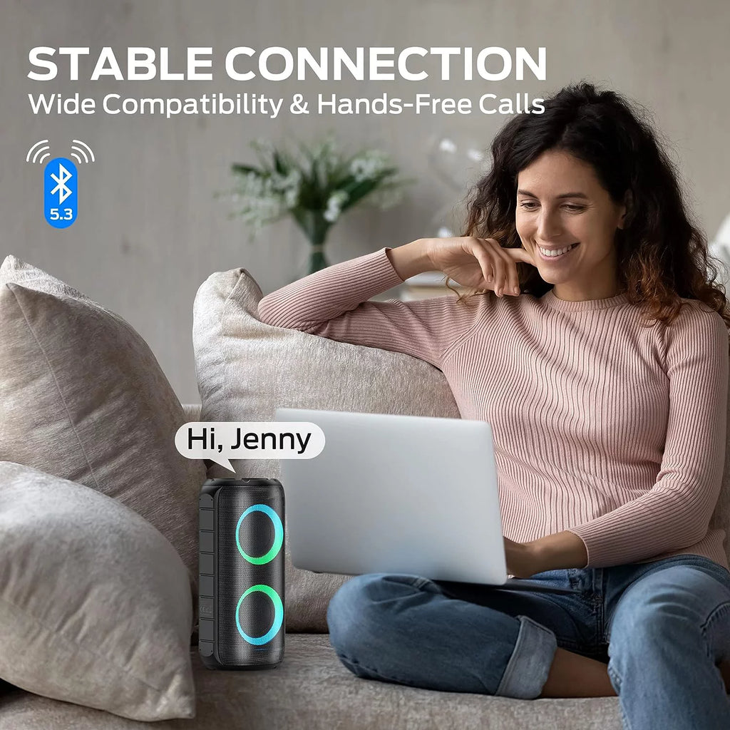 Portable Bluetooth Speaker with 24W Stereo Sound and RGB Lights Y3338