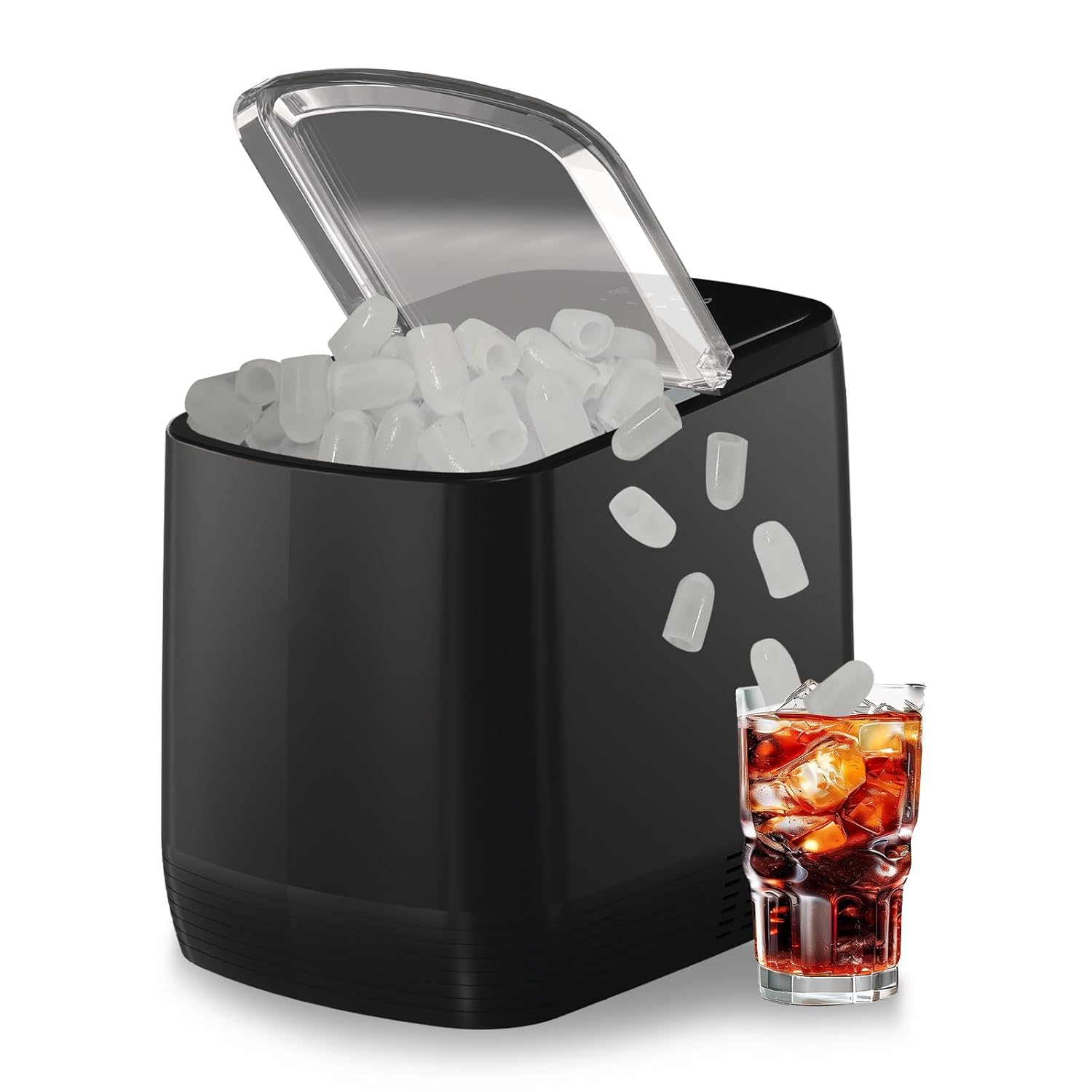 Countertop Ice Maker, 3.5 Minutes Fast Ice Making Machine Auto-Cleaning Function, Portable Ice Maker with Basket and Scoop, Perfect for Home Kitchen Camping RV Office