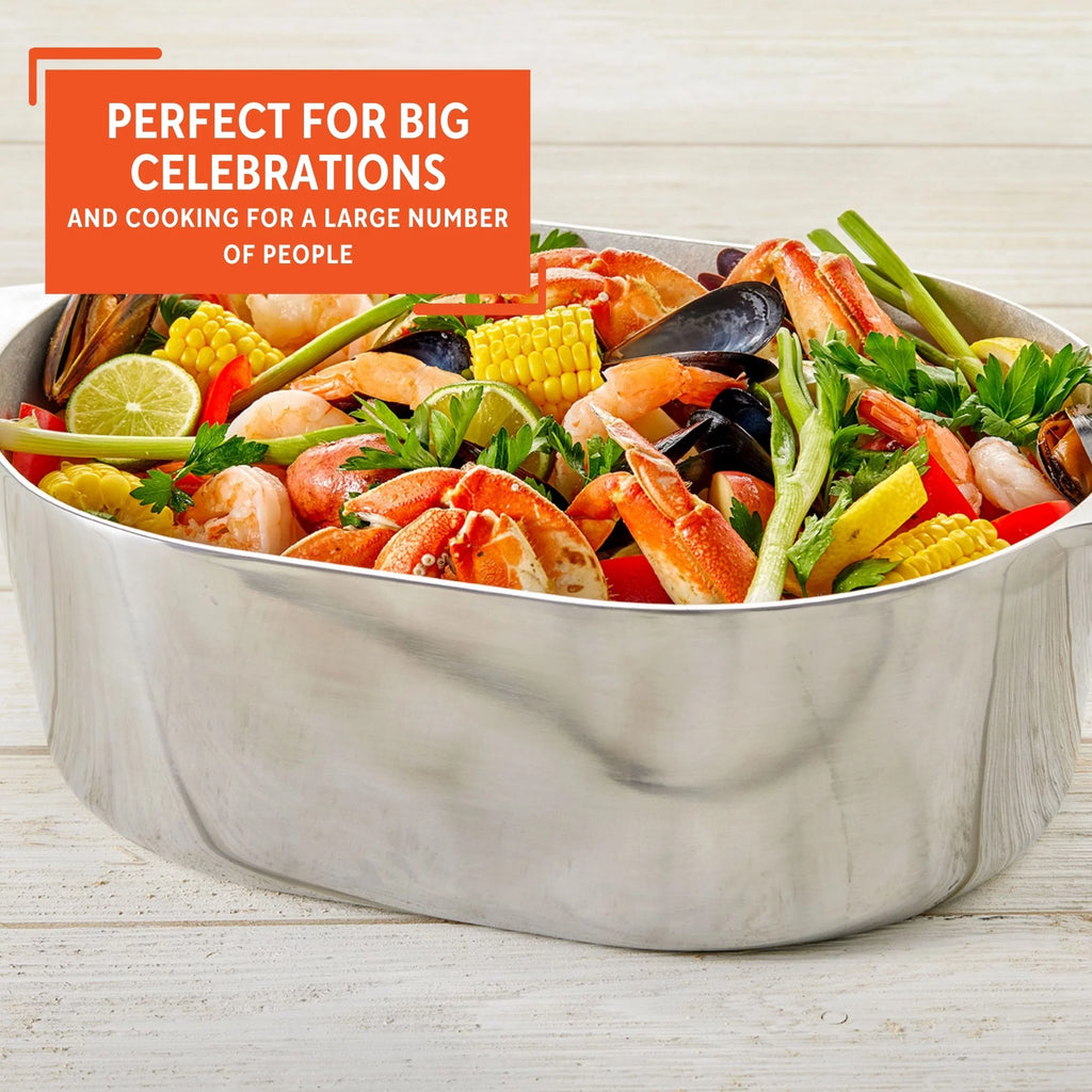Cast Aluminum Oval Roaster Pan with Lid and Roasting Tray Y649767