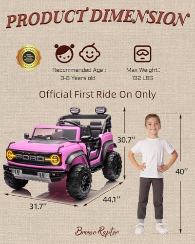 24V Ride on Car for Big Kids, 2 Seater with Remote Control, 4-Wheeler Suspension, 3 Speeds, LED Lights D981