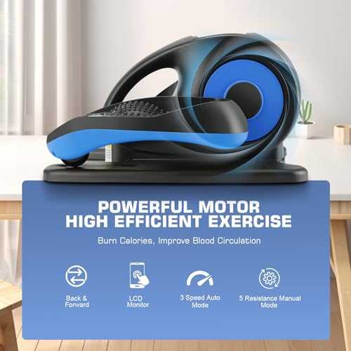 Under Desk Elliptical, Electric Leg Exerciser for Seniors, Portable Seated Foot Pedal with Remote X102