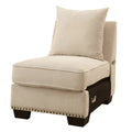 Furniture of America Ellington Fabric Nailhead Armless Accent Chair in Beige