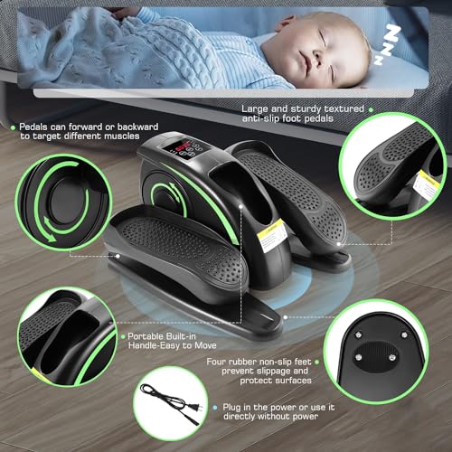 Under Desk Elliptical, Electric Leg Exerciser for Seniors, Portable Seated Foot Pedal with Remote X102