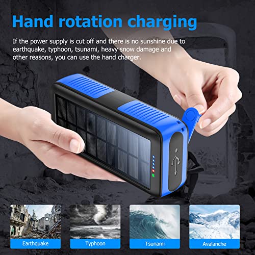 Solar Charger Power Bank 63200mAh Portable Dual Outputs Flashlight K2447